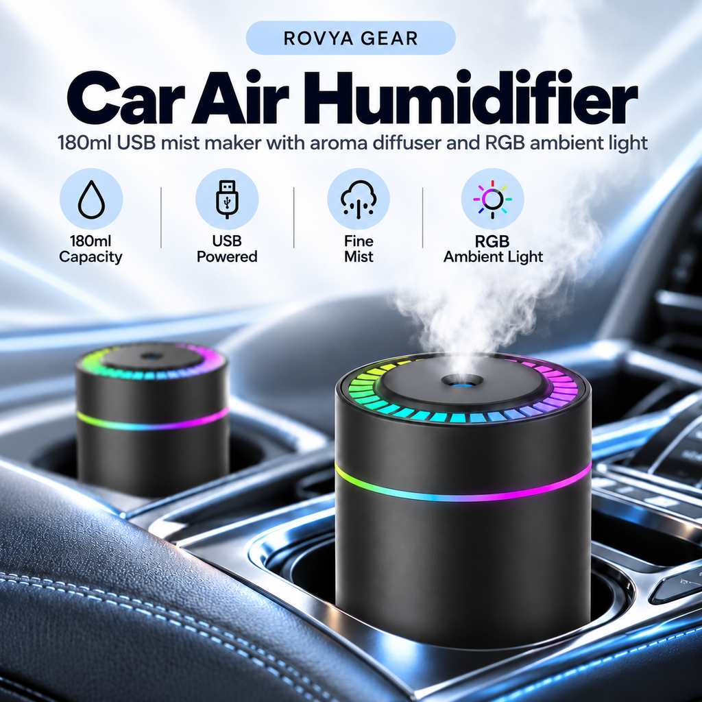180ML Mini USB Humidifier | Cool Mist & LED Lights