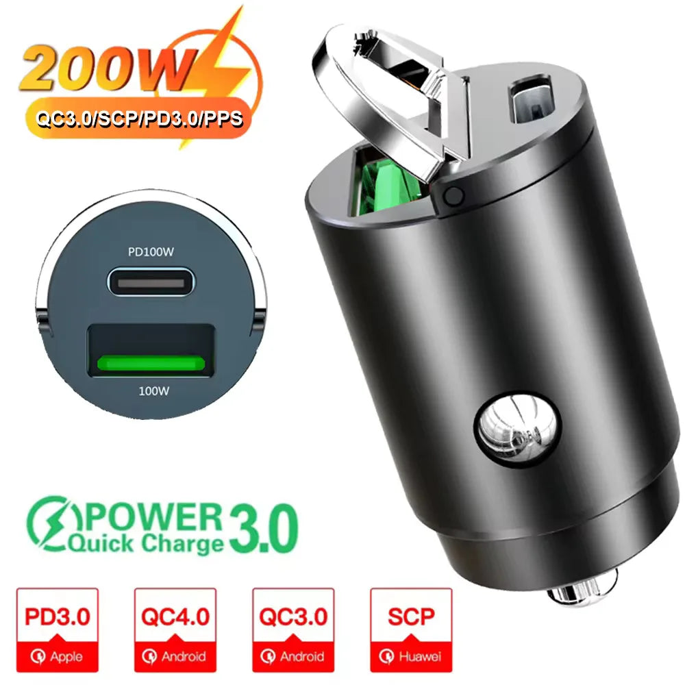 Mini USB-C Fast Car Charger | 100W/200W
