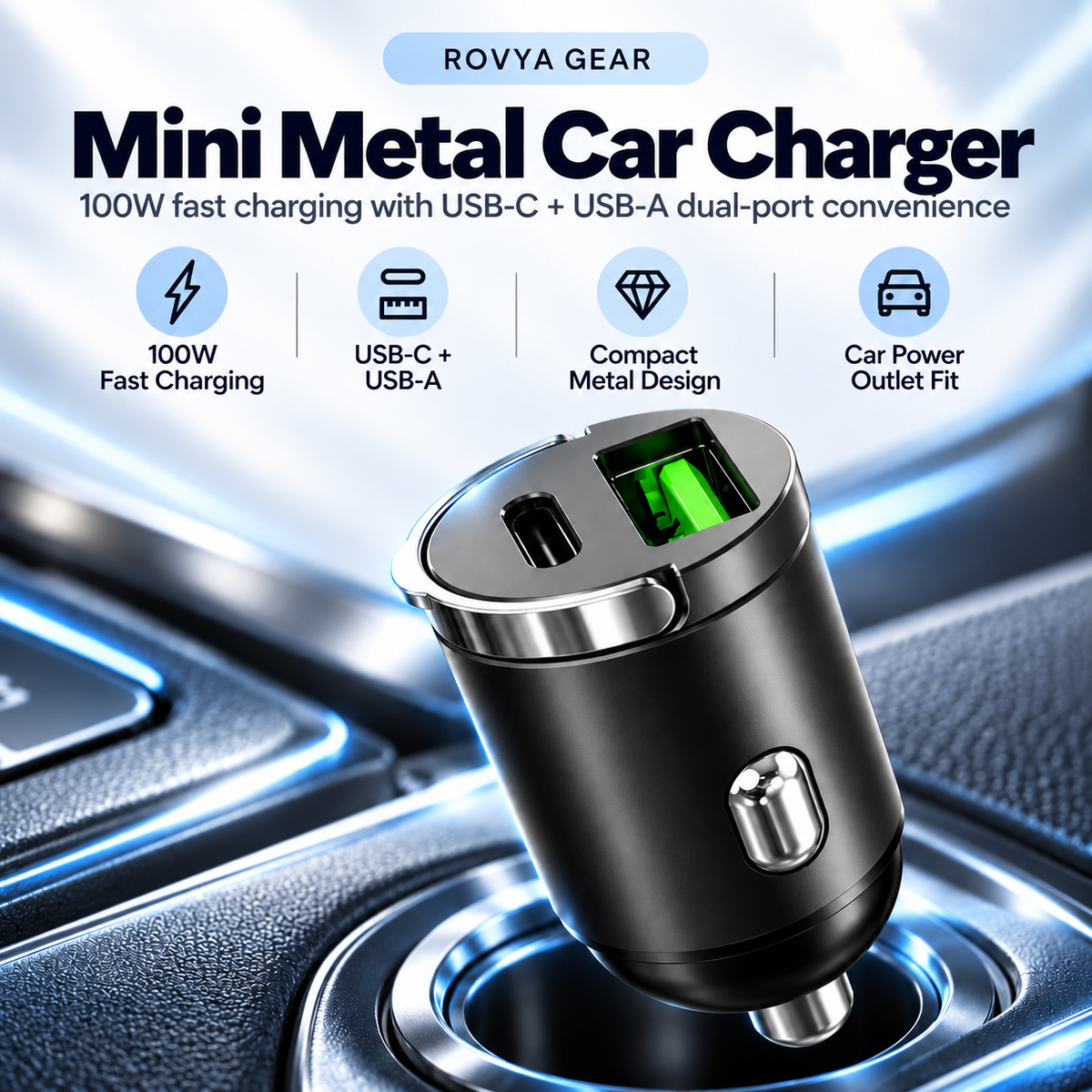Mini USB-C Fast Car Charger | 100W/200W